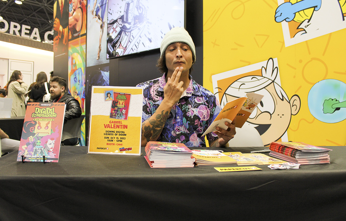 Gabriel Valentin amazed by the imaginative worlds in the Papercutz Catalog and signing previews of DLOD