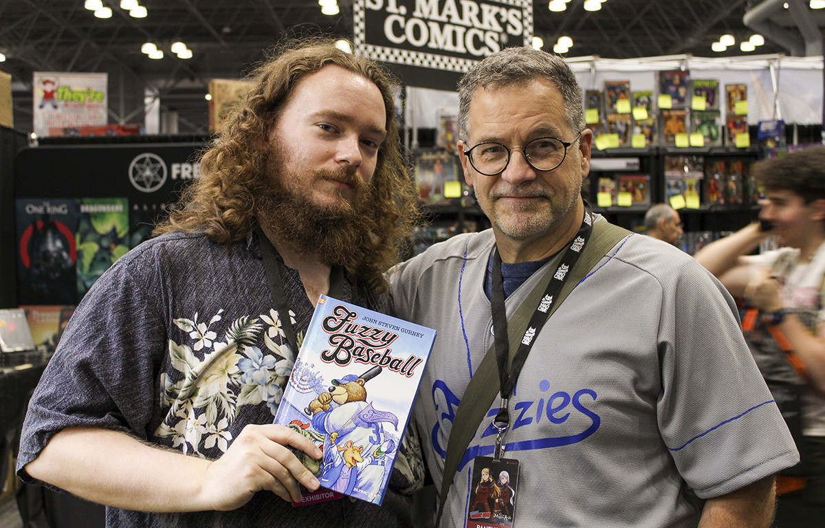 Spenser Nellis and John Gurney with copies of FUZZY BASEBALL